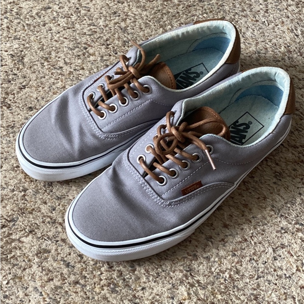 Vans Gray Shoes with Leather Detail (Size 8.5 women’s and 7 men’s)